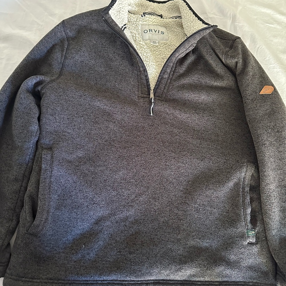 Orvis Gray Zip Up Sweater